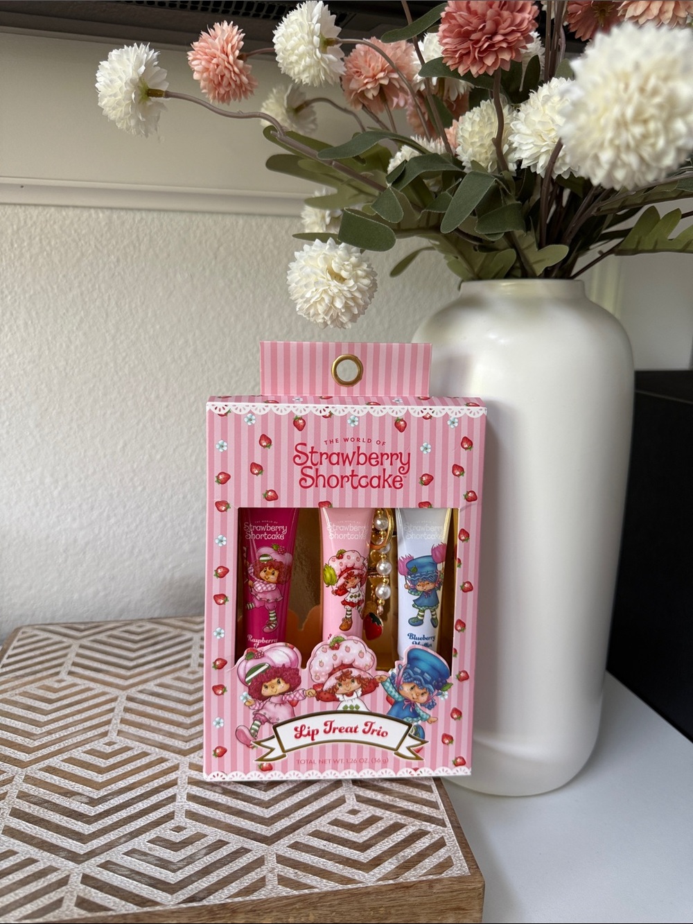 Strawberry Shortcake Lip Treat Trio & Bag Charm - Pink Lip Balm & Gloss Set